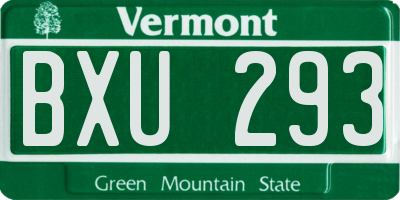 VT license plate BXU293