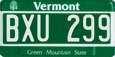 VT license plate BXU299