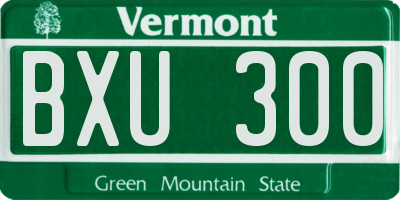 VT license plate BXU300