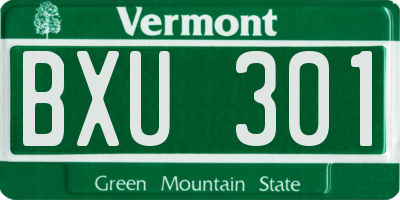 VT license plate BXU301