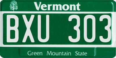 VT license plate BXU303