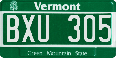 VT license plate BXU305