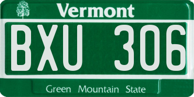 VT license plate BXU306