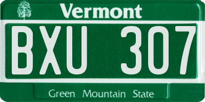 VT license plate BXU307
