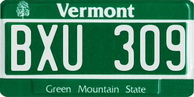 VT license plate BXU309