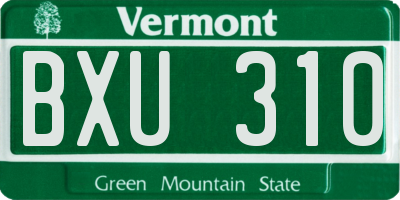 VT license plate BXU310