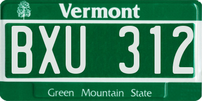 VT license plate BXU312