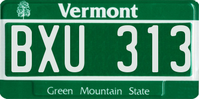 VT license plate BXU313