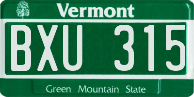 VT license plate BXU315