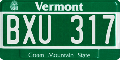 VT license plate BXU317