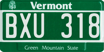 VT license plate BXU318