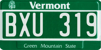VT license plate BXU319