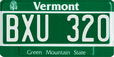 VT license plate BXU320