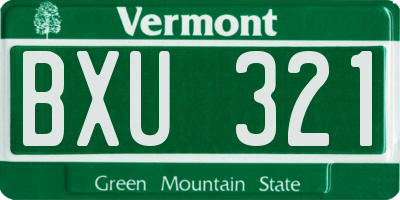 VT license plate BXU321