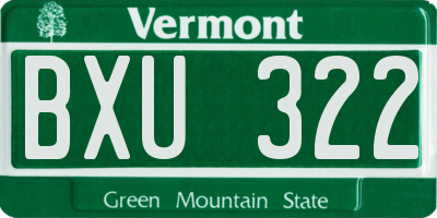 VT license plate BXU322
