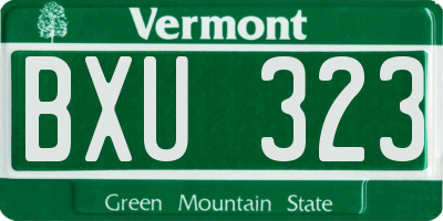 VT license plate BXU323