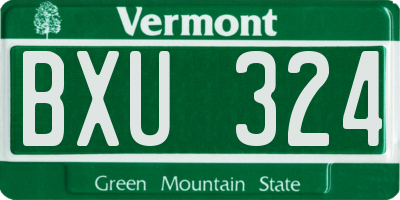 VT license plate BXU324