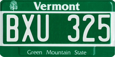VT license plate BXU325