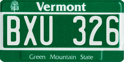 VT license plate BXU326