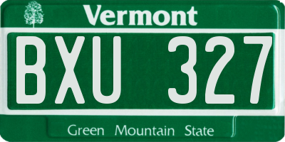 VT license plate BXU327