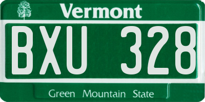 VT license plate BXU328