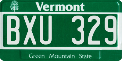 VT license plate BXU329
