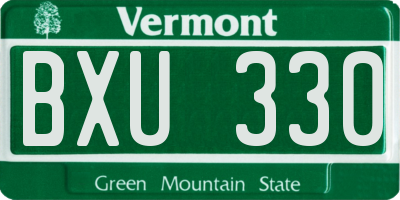 VT license plate BXU330