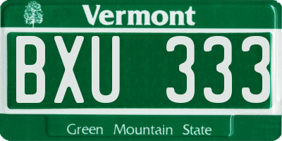 VT license plate BXU333