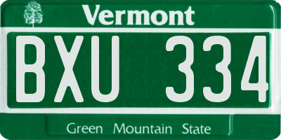 VT license plate BXU334