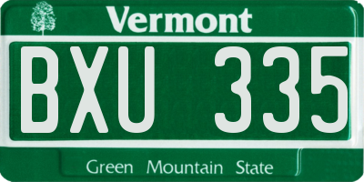 VT license plate BXU335