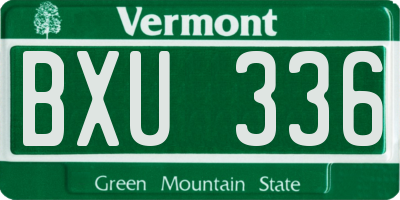VT license plate BXU336
