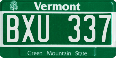 VT license plate BXU337