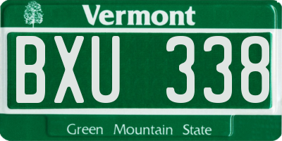VT license plate BXU338