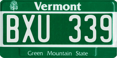 VT license plate BXU339