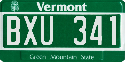VT license plate BXU341