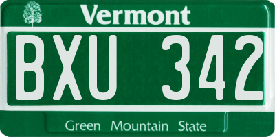VT license plate BXU342