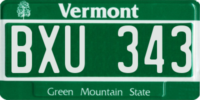 VT license plate BXU343