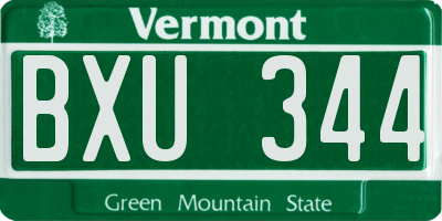 VT license plate BXU344