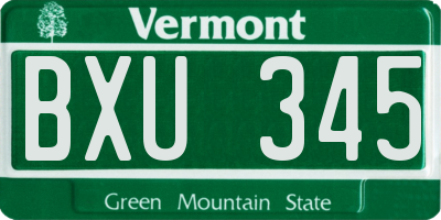 VT license plate BXU345