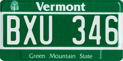 VT license plate BXU346