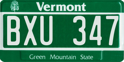 VT license plate BXU347