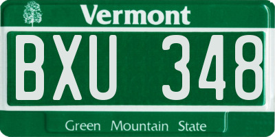 VT license plate BXU348