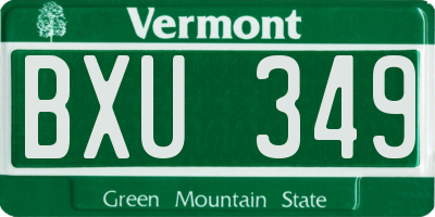VT license plate BXU349