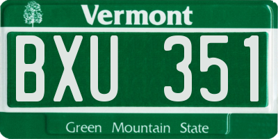 VT license plate BXU351