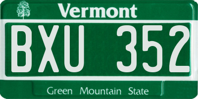 VT license plate BXU352