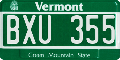 VT license plate BXU355