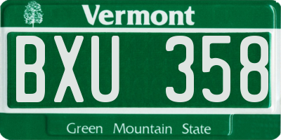 VT license plate BXU358