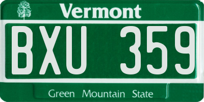 VT license plate BXU359