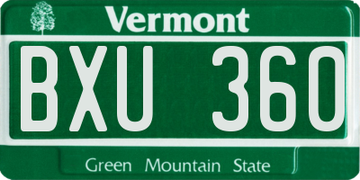 VT license plate BXU360