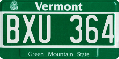 VT license plate BXU364